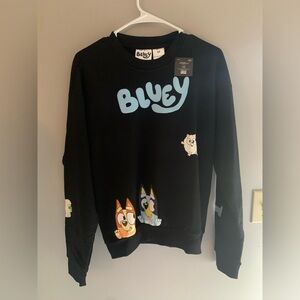 Adult Bluey & Bingo Black Fleece Lined Long Sleeve Crew Neck Casual Pull Over S